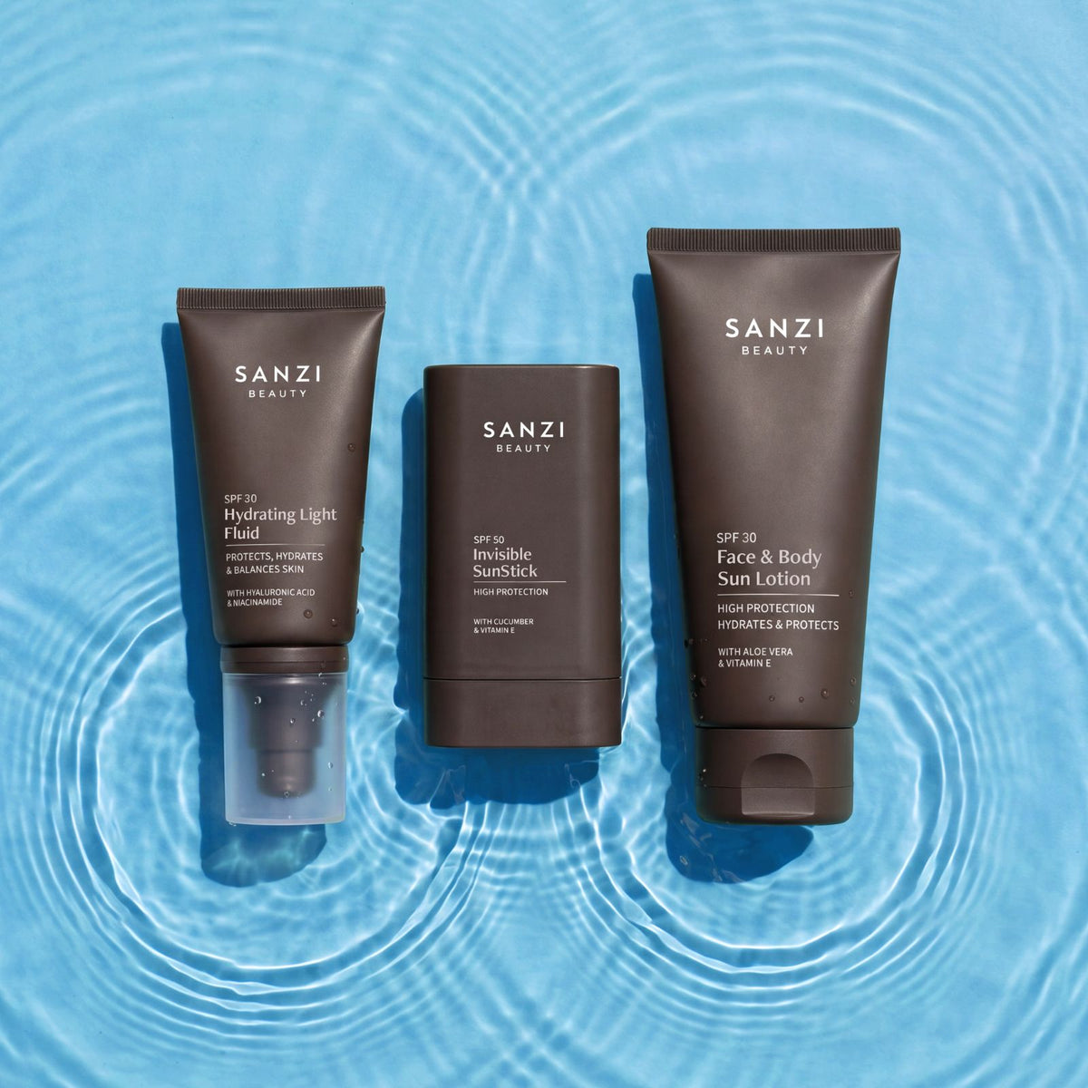 PAKKE: HYDRATING LIGHT FLUID SPF30/50 + FACE & BODY SUN LOTION SPF30/50 + INVISIBLE SUN STICK SPF50