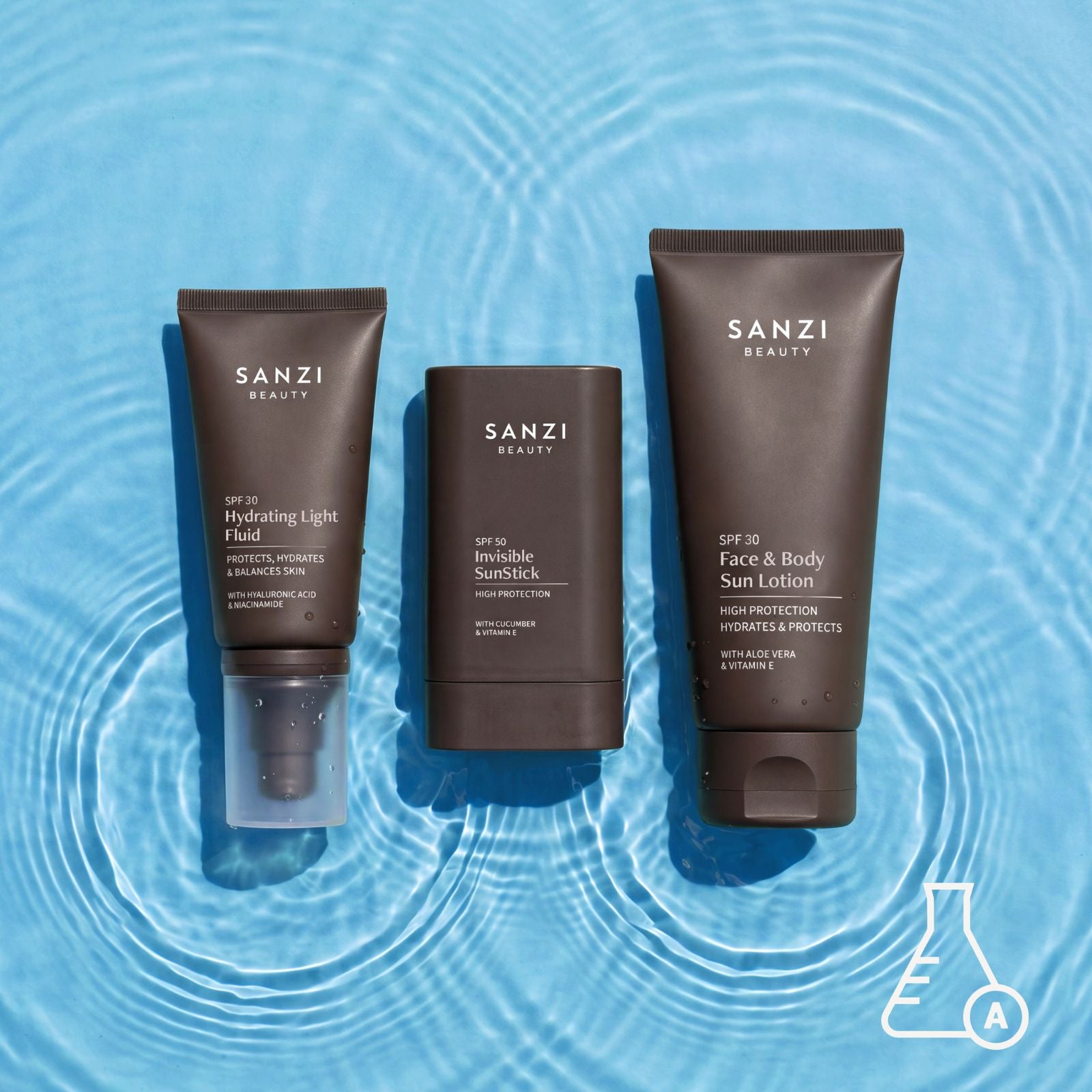 PAKKE: HYDRATING LIGHT FLUID SPF30/50 + FACE & BODY SUN LOTION SPF30/50 + INVISIBLE SUN STICK SPF50