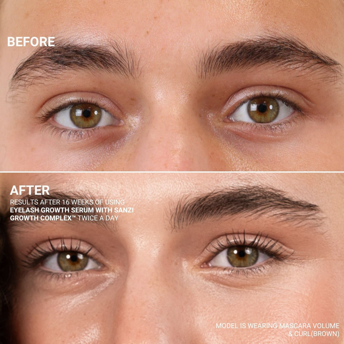 PAKKE: EYELASH GROWTH SERUM WITH SANZI GROWTH COMPLEX™ 5ML + MASCARA VOLUME & CURL WITH EYELASH SERUM (SORT)